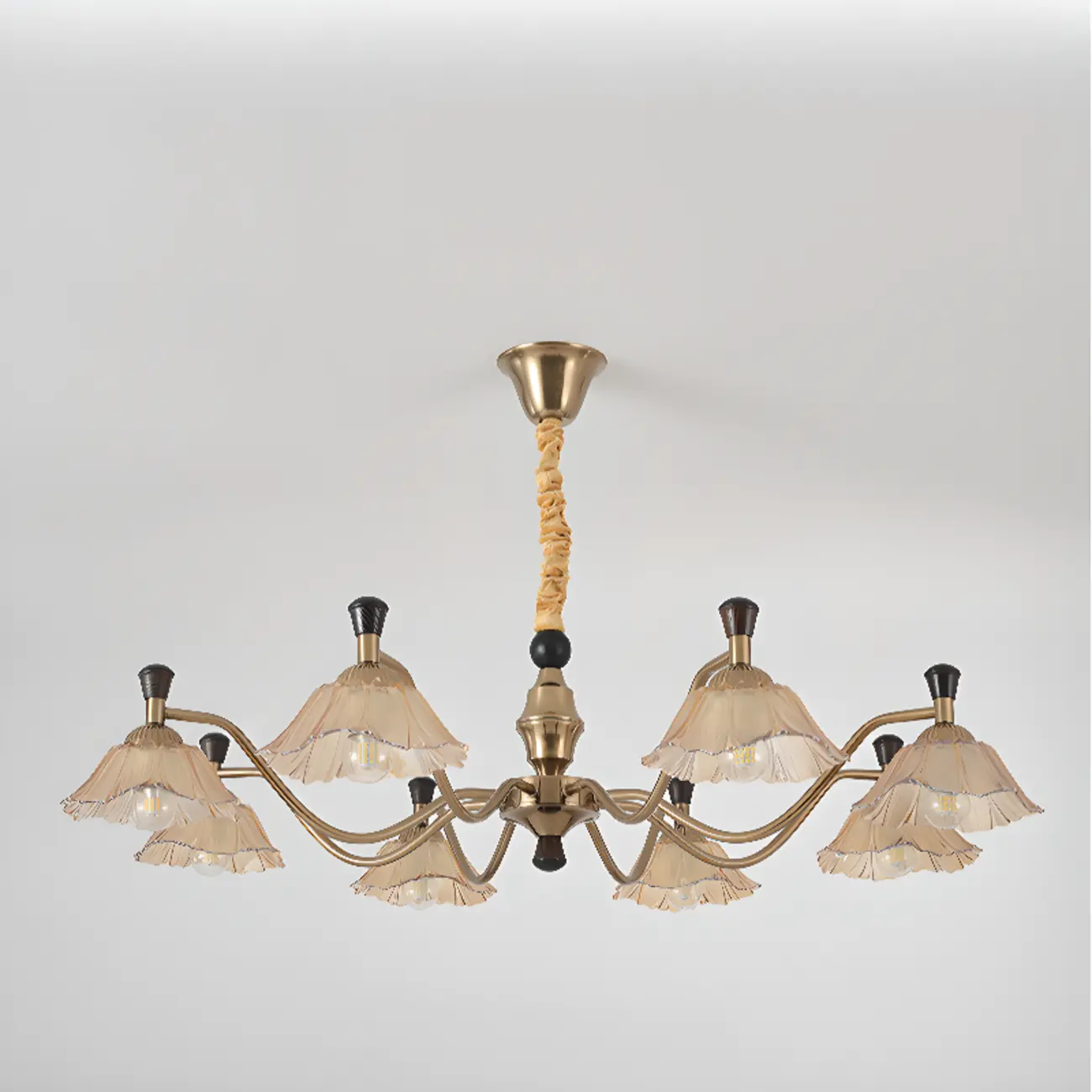 Modern Adjustable Gold Flower Glass Chandelier 6/8 Lights