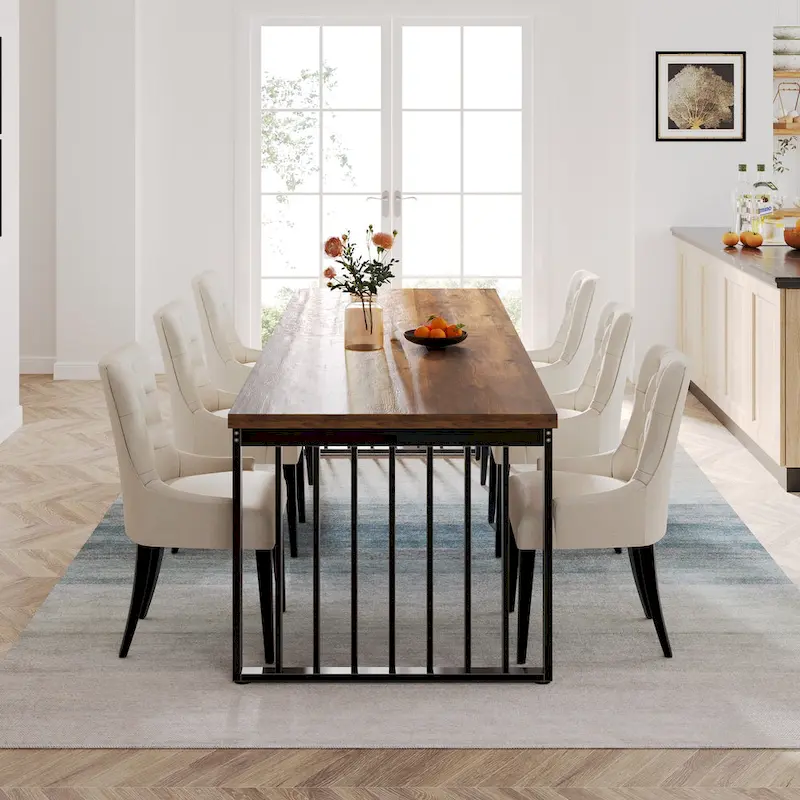 78.74-inch Kitchen Dining Table with Metal Legs