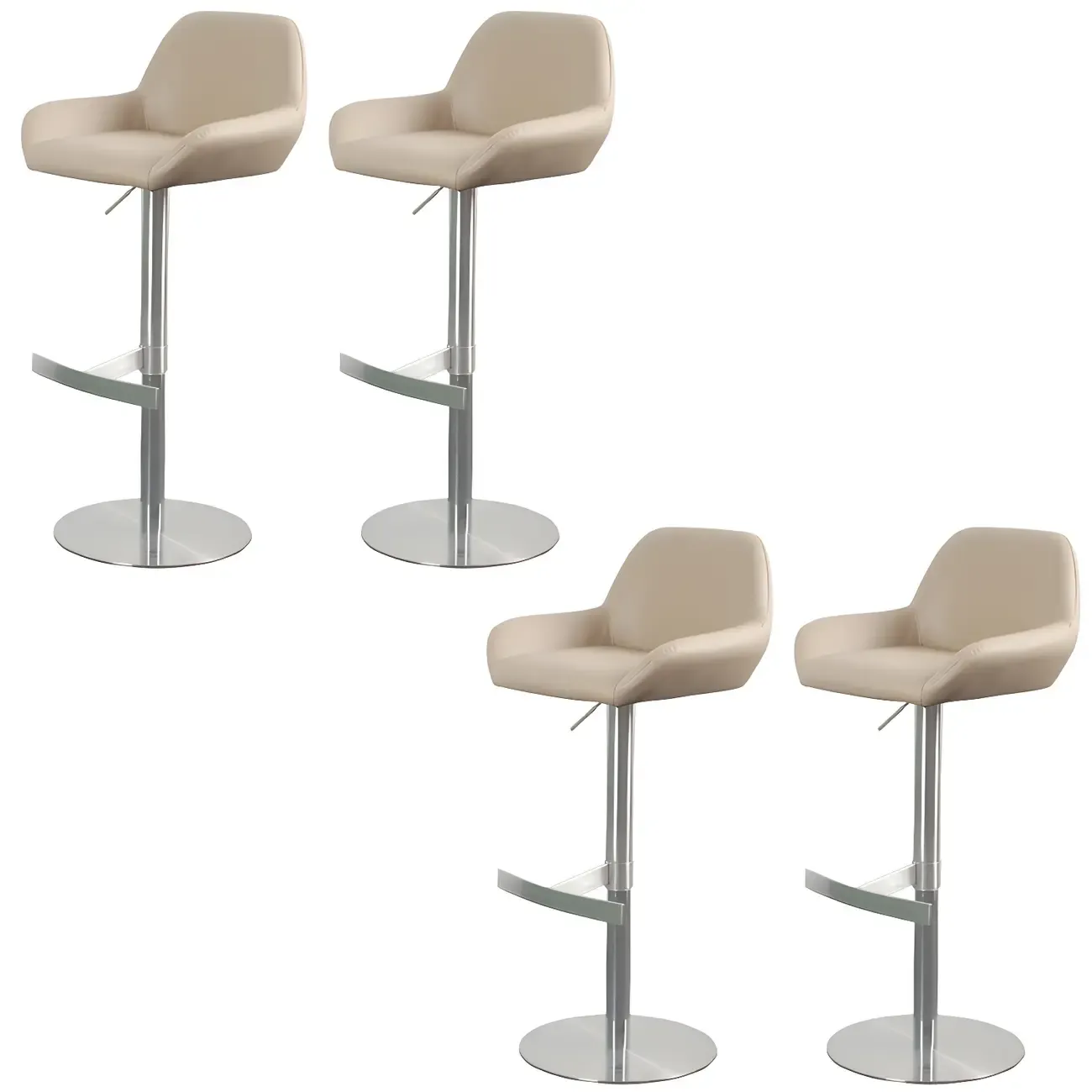 Glossy Metal Bucket Swivel Adjustable Bar Stools