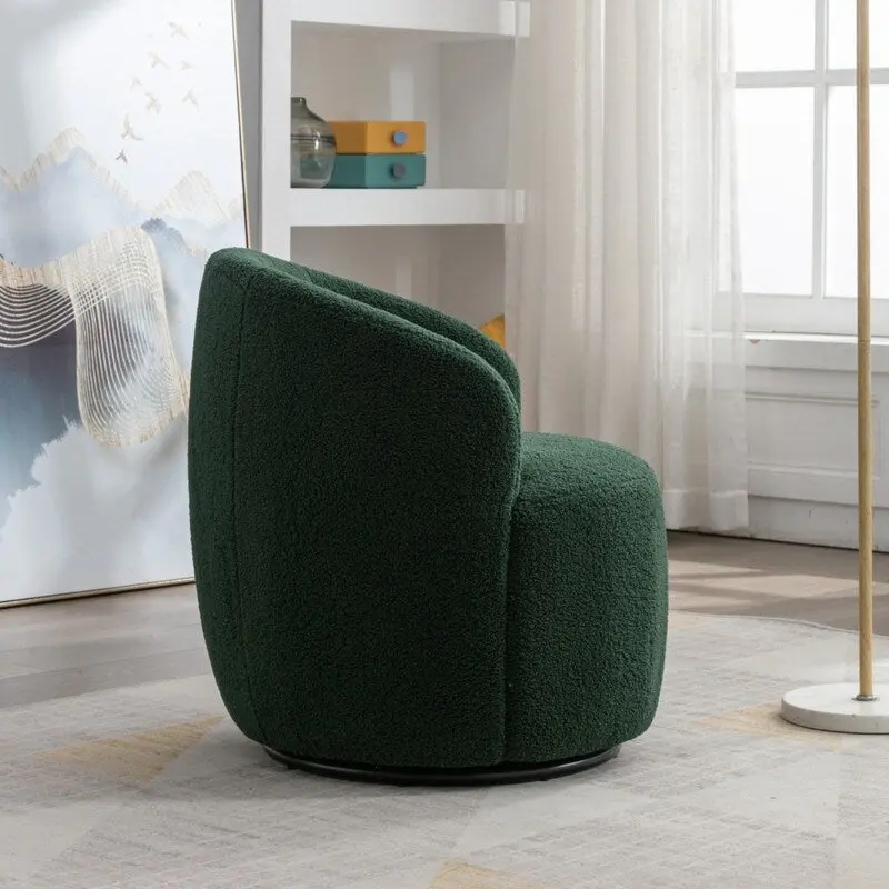 Teddy Fabric Swivel Accent Barrel Chair With Powder Coating Metal Ring