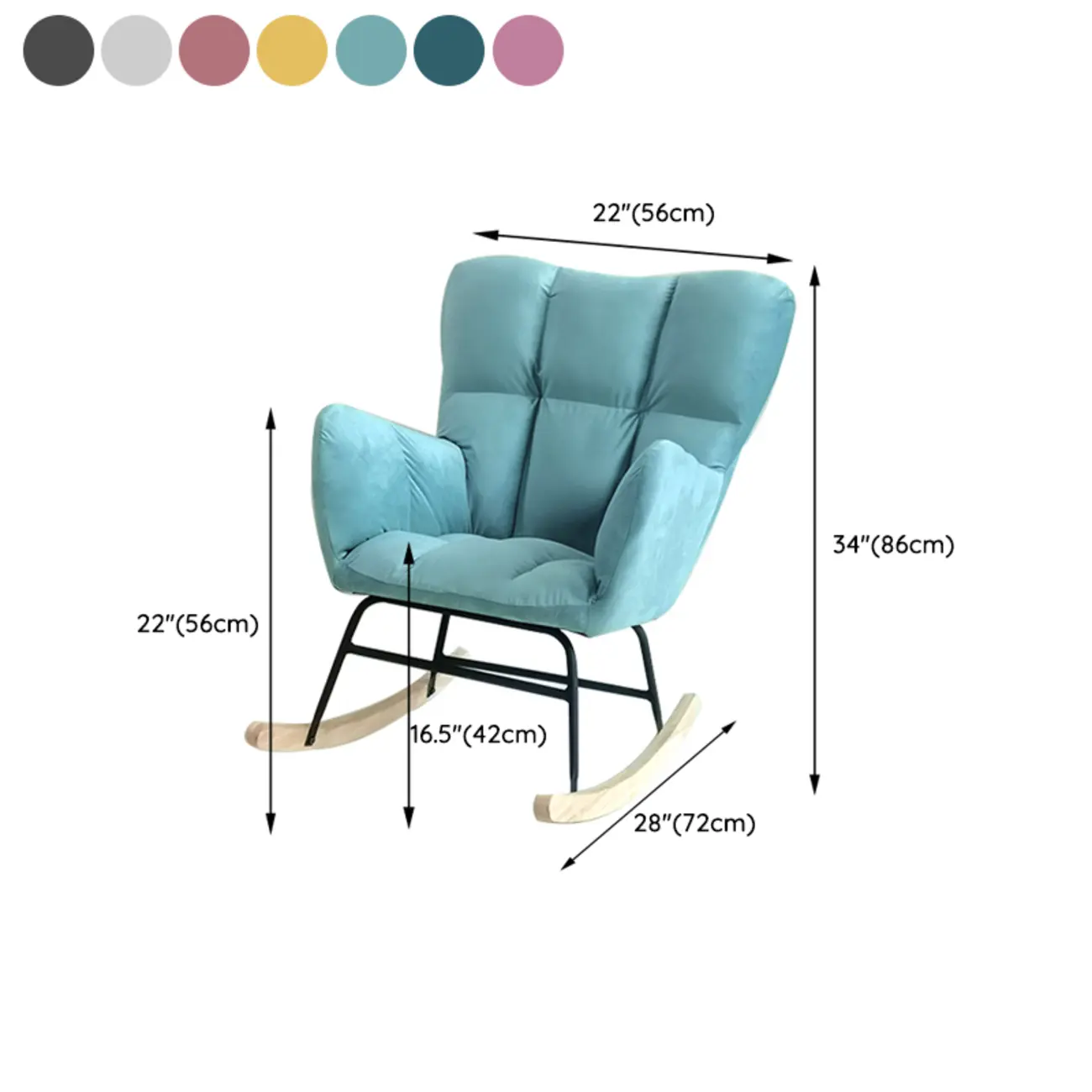 Tech Cloth Upholstered Wood Rocking Chair with Recessed Arm