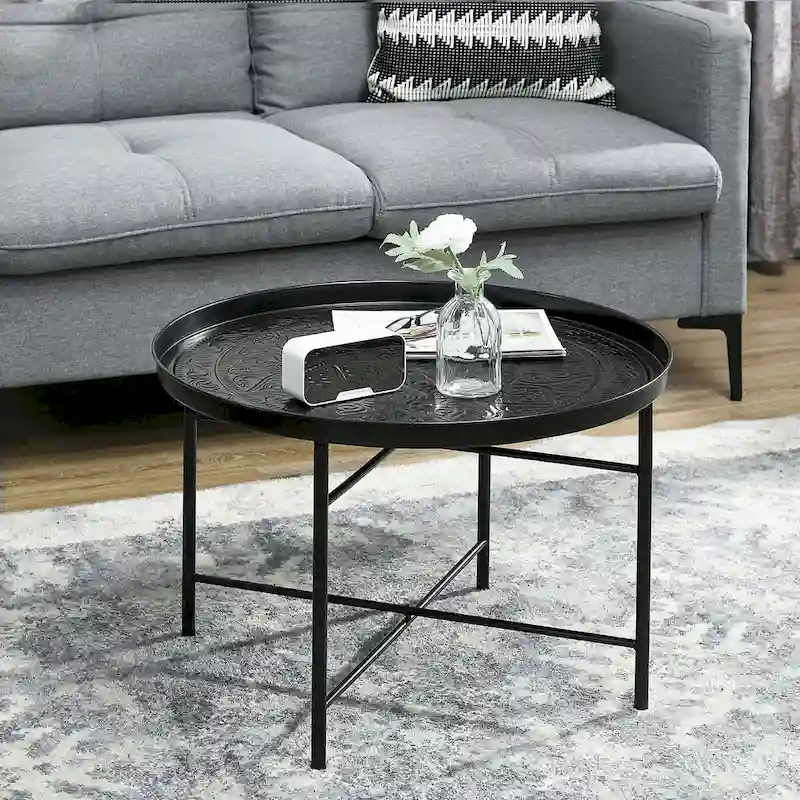 Black Round Coffee Table 24