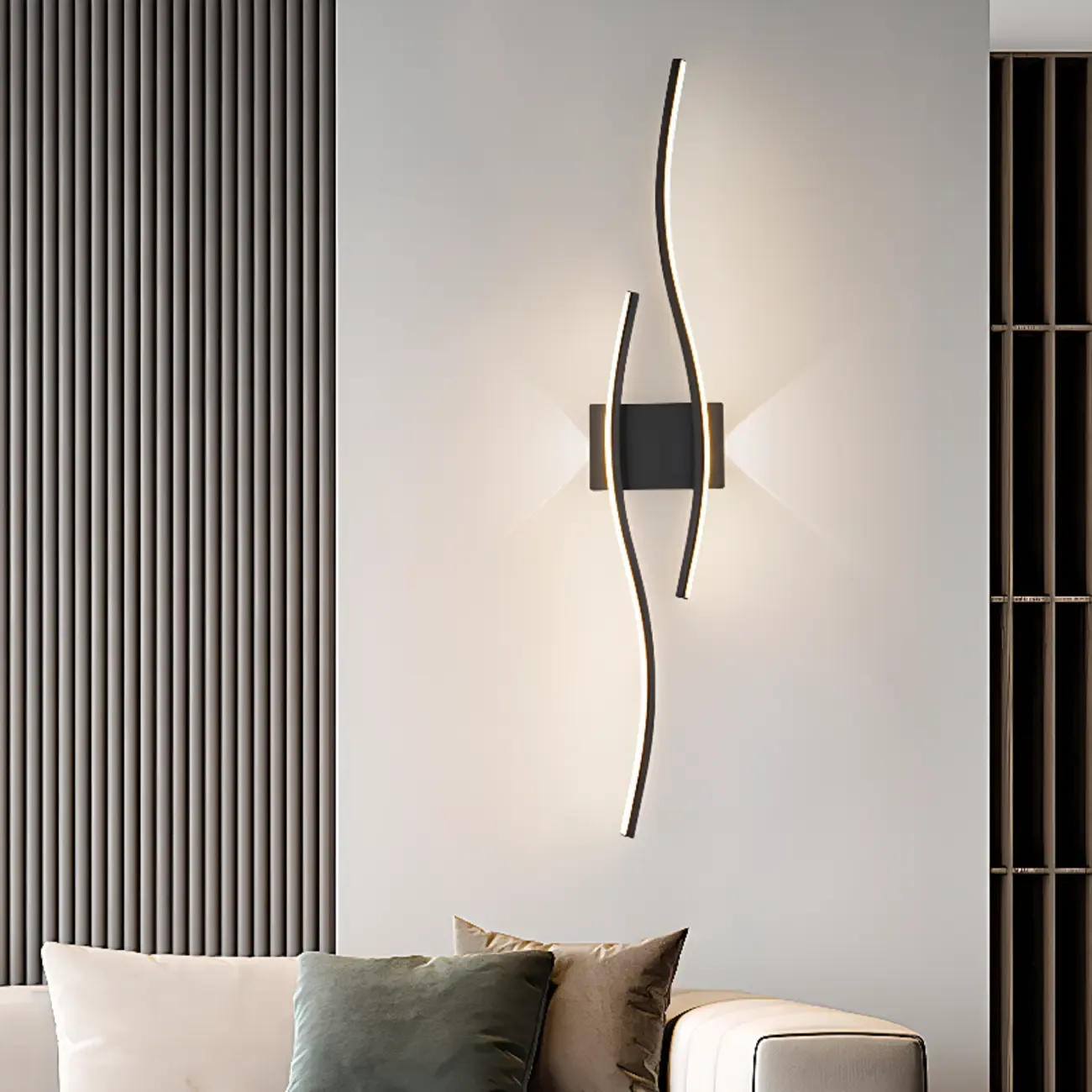 Linear 4-Light LED Wall Sconce with Black-White for Bedroom