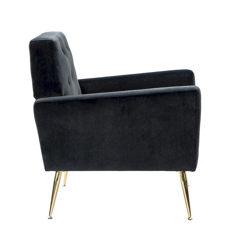 Velvet Tufted Accent Armchair with Gold Metal Legs – 250lbs Capacity