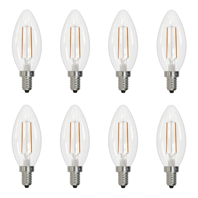 Bulbrite Pack of (8) 4 Watt Dimmable Clear Filament B11 Candelabra (E12) LED Bulb