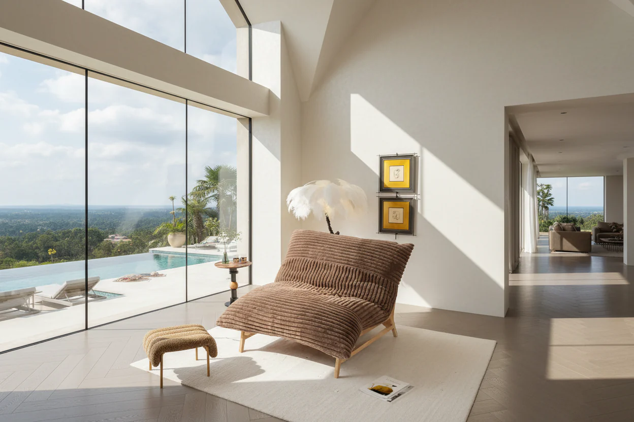 Bean Bag Accent Chair Large Plush Bean Bag Lounger with Solid Wood Frame Comfy Lounge Chair with Down Filling