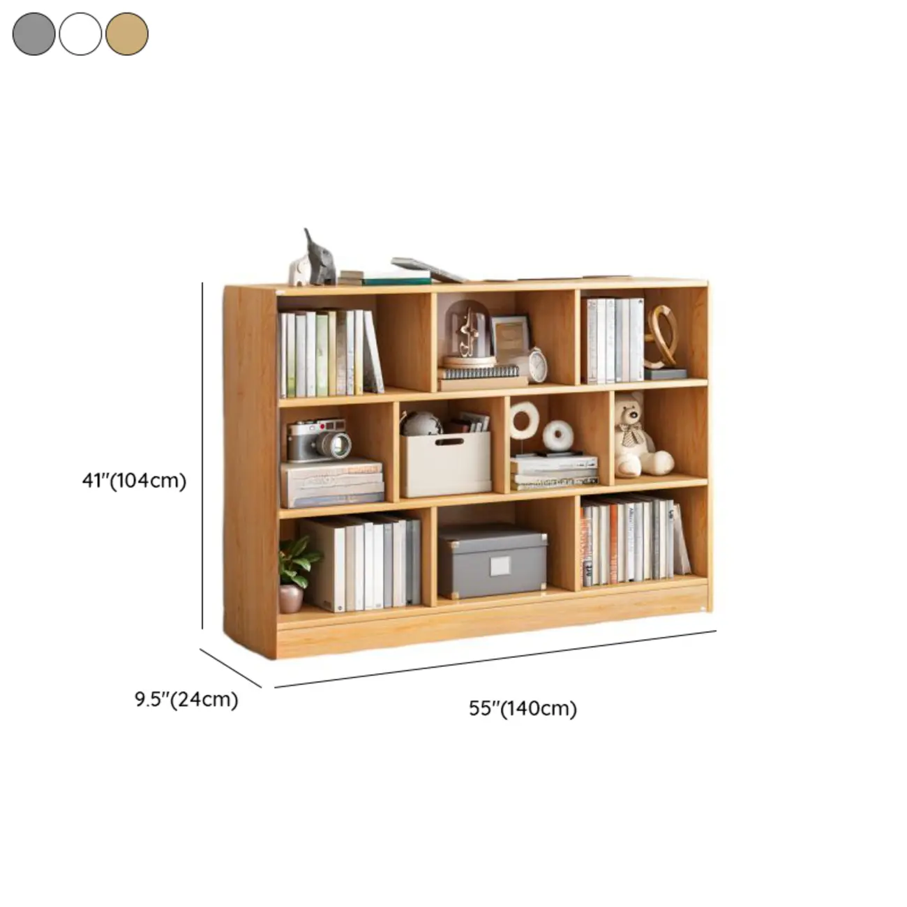 Simple Natural Finish Modular Vertical Wood Bookcase