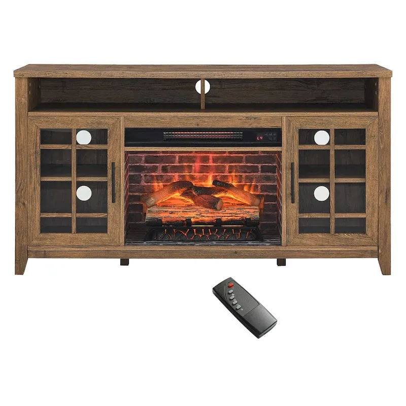 TV Media Stand with Electric Fireplace KD Inserts Heater - 55 inches