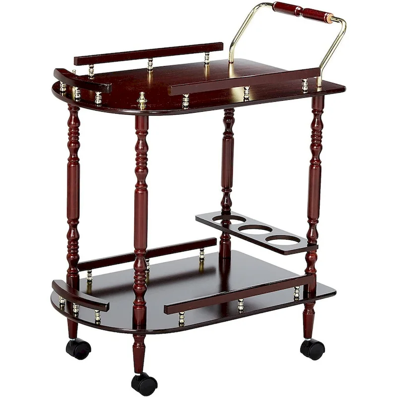2-Tier Serving Cart, Brown - 31.25 H x 24.75 W x 15.75 L Inches