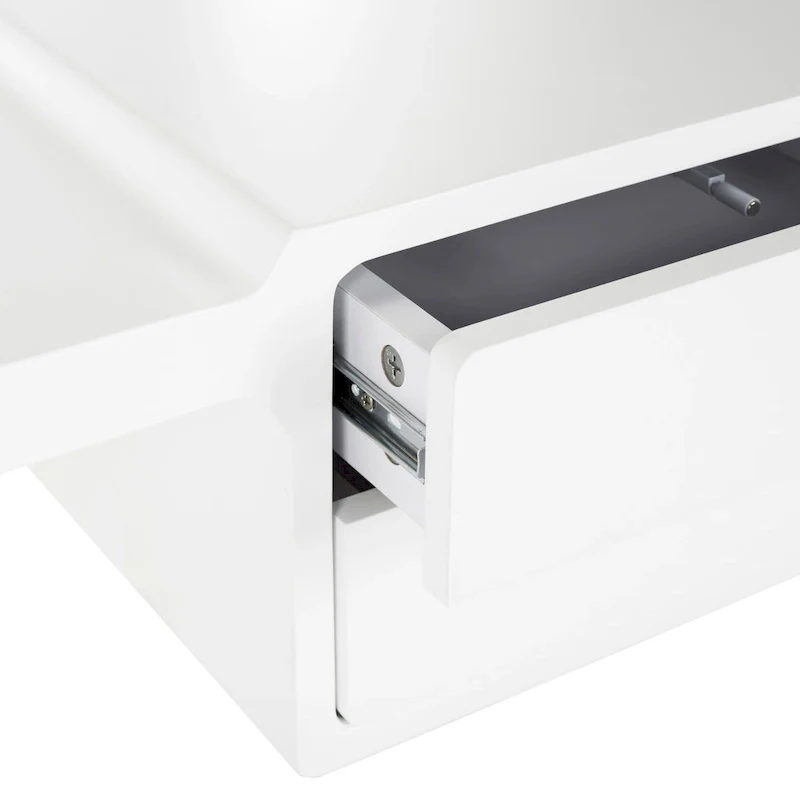 Matte White Mid-Century 2-Drawer Desk for 1