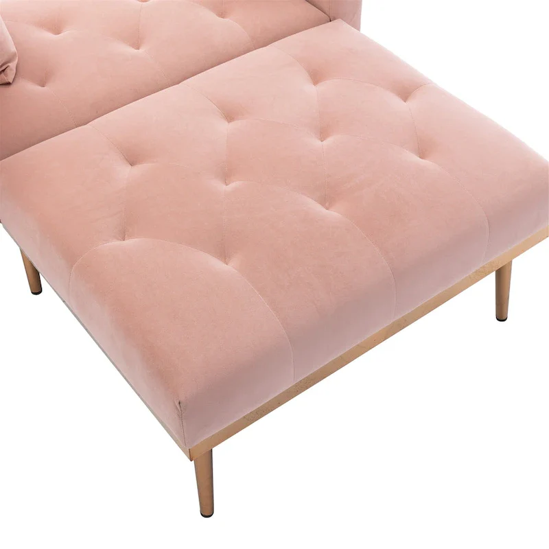 Pink 62.2 Upholstered Chaise Lounge Chair with Iron Legs