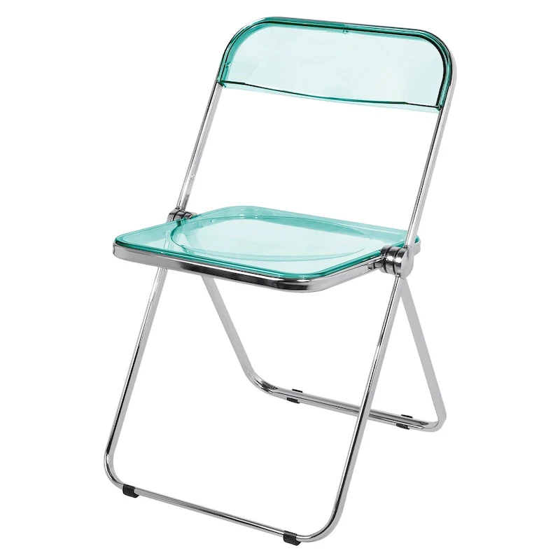 Transparent Acrylic Stackable Folding Dining Chair w/ Metal Frame, Single - 29.1(H) x 18.1(W) x 18.5(D)