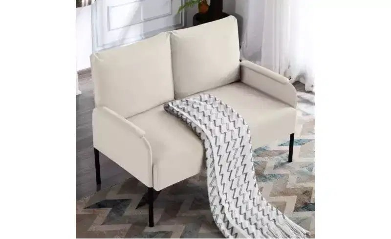 Okak Modern Metal Frame Small Loveseat Sofa with Padding Arms,Upholstered Futon Sofa Couch for Living Room,Apartment