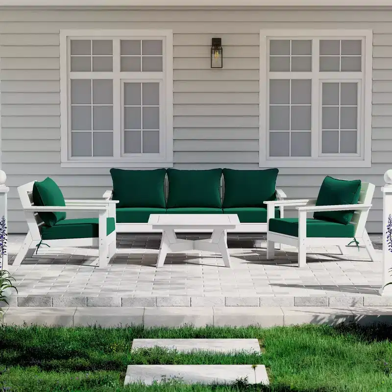 WestinTrends Avalon Outdoor 6-Piece Modular Sectional Patio Furniture Sofa Set, White/Green