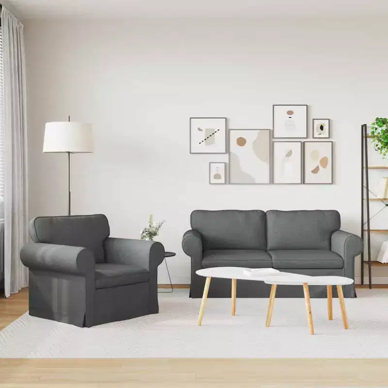 vidaXL Sofa Set 2 pcs Dark Grey 68.90 x 32.28 x 31.50 in Fabric
