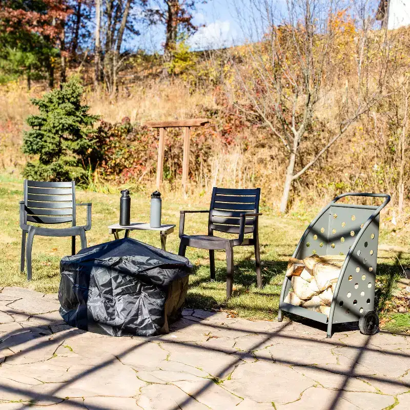 Sunnydaze Powder-Coated Steel Log Cart - 34 H - Gray