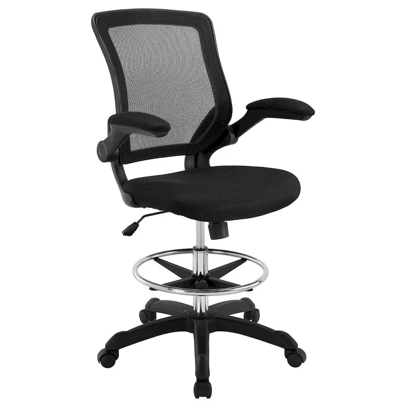 Adjustable Height Drafting Chair with Mesh Back & Rolling Casters