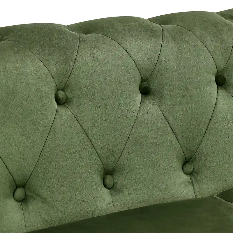 Green Velvet Chesterfield Sofa 74.5