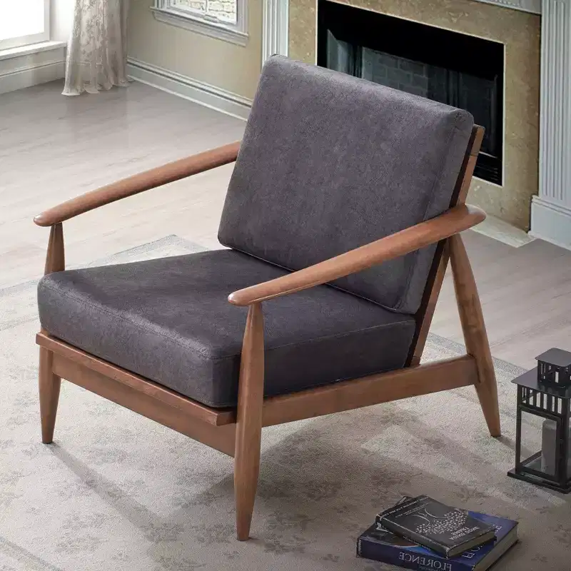 GDFStudio Quintina Modern 33 Rubber Wood and Fabric Upholstered Accent Chair
