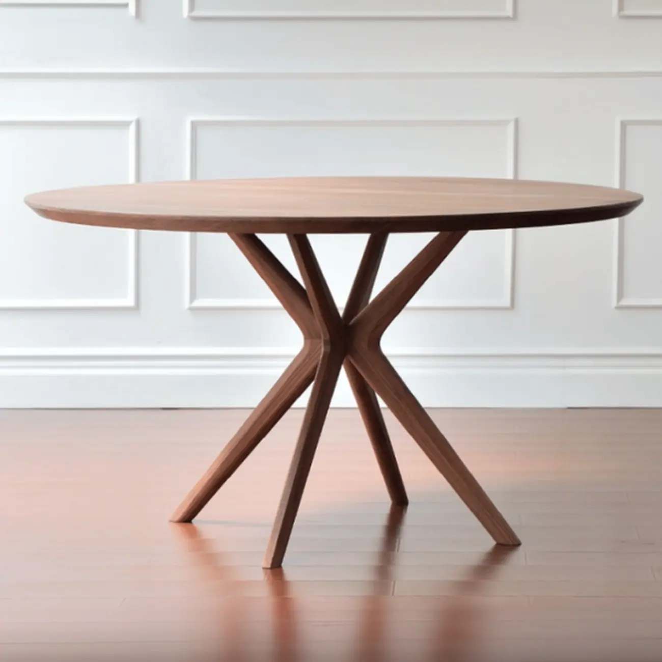 Modern Brown Solid Wood Round Dining Table