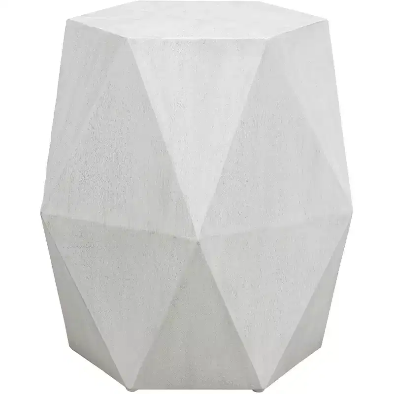 Uttermost Volker 18 Wide White Ceruse Geometric Wood Accent Table