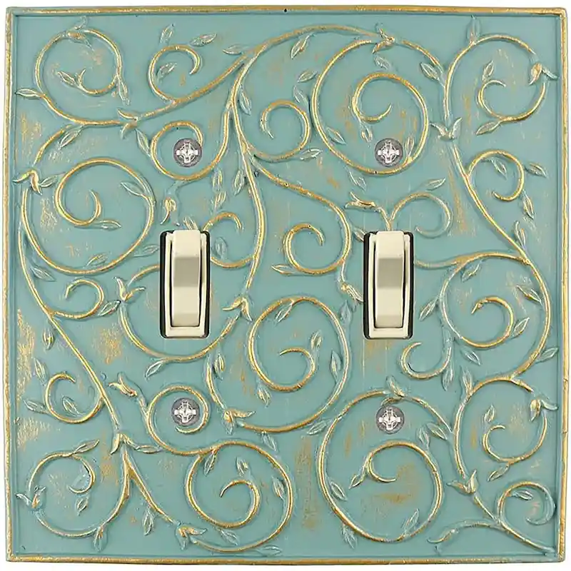 Meriville French Scroll 2 Toggle Wallplate, Double Switch Electrical Cover Plate