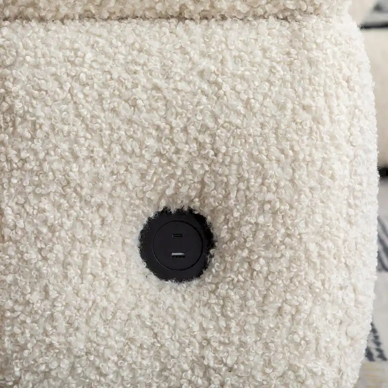 87.7 Sectional Sofa Cozy Teddy Fleece Fabric Sectional Sofa Couch