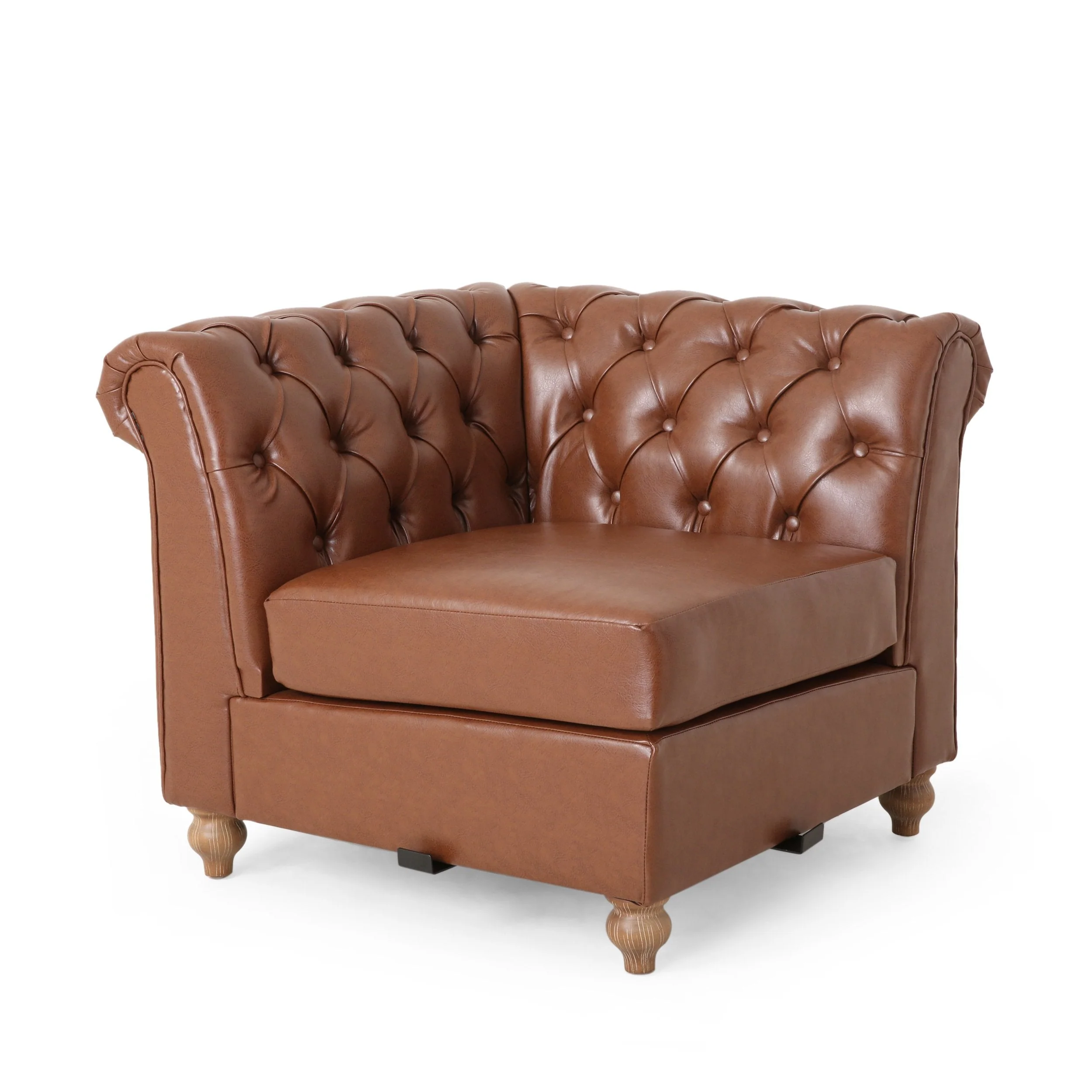Tufted 7 Seater Sectional Sofa with Nailhead Trim - NH635413
