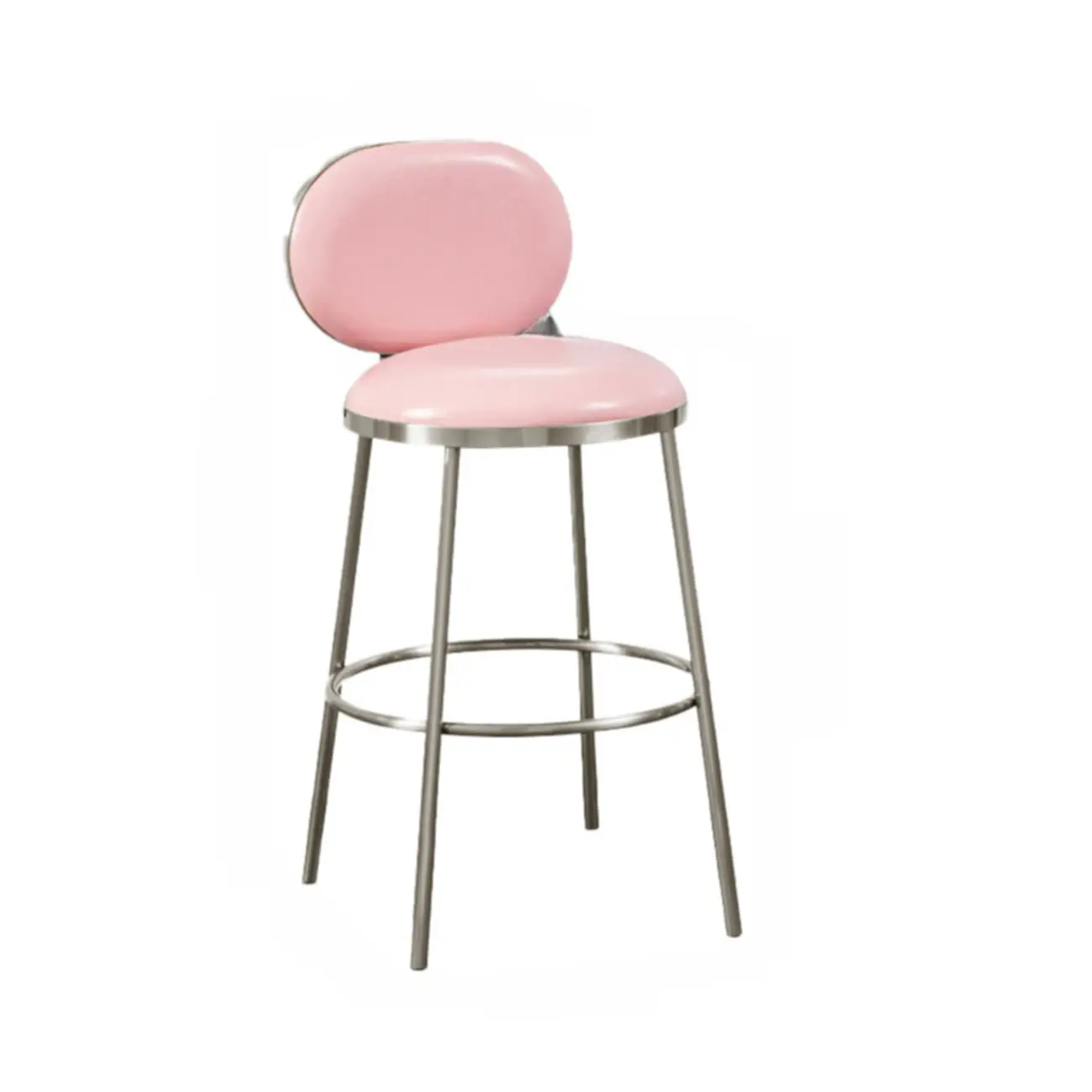 Modern 4-Leg Metal Faux Leather Upholstered Bar Stools