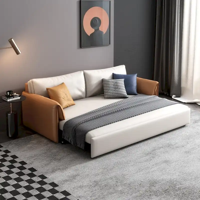 JASIWAY 65.4  Vegan Leather Sofa Bed Sleeper Sofa