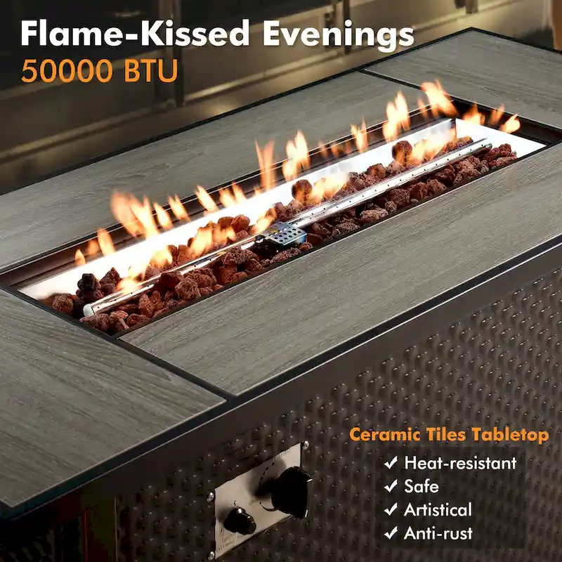 XIZZI 6-piece Patio Wicker Furniture Set with Fire Pit Table