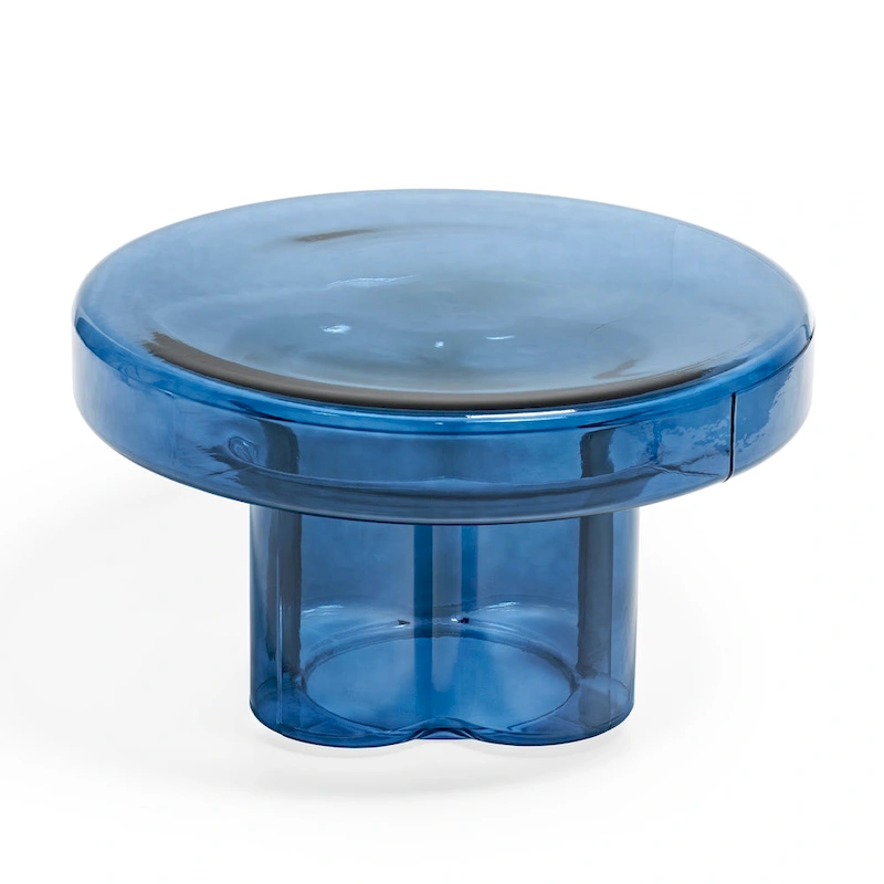 Modern Artistic Flower Glass Round Coffee Table Side Table