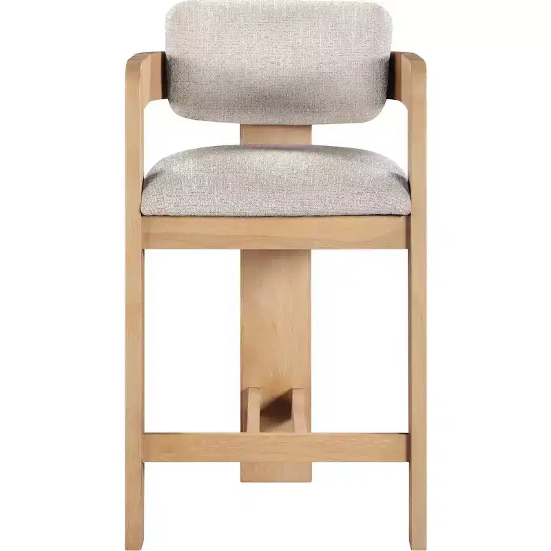 Meridian Furniture,Sacha Beige Linen Textured Fabric Upholstered Counter Stool