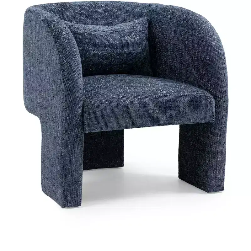 Grey / Navy Chenille Fabric Accent Chair with Arms – Seats 1