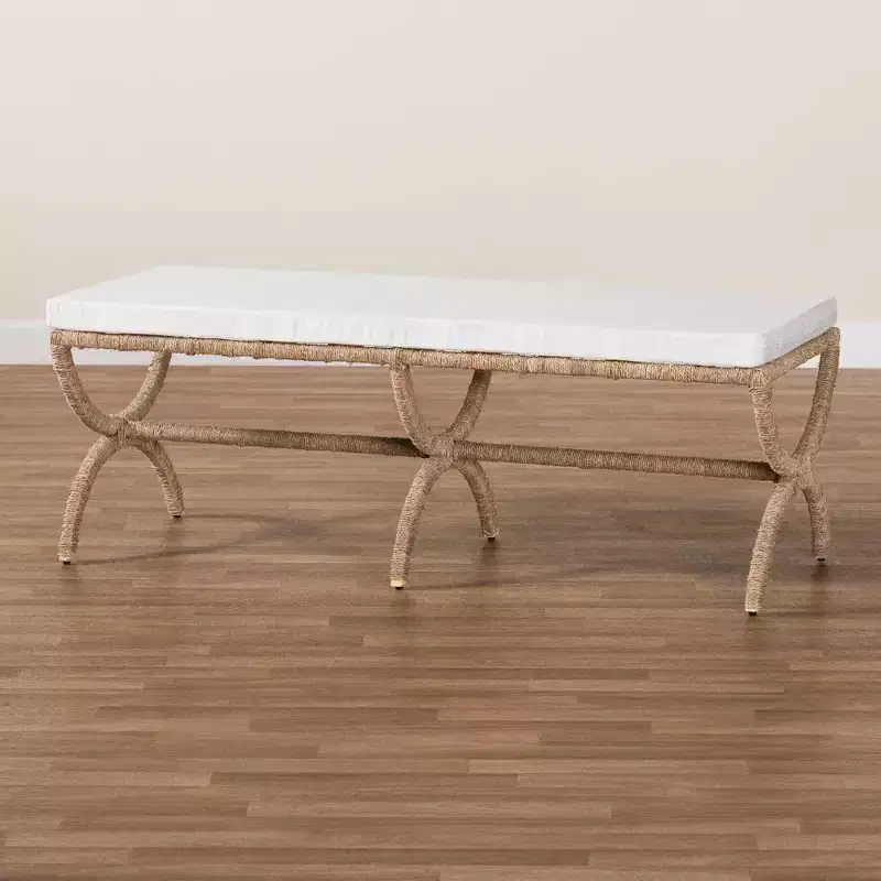 bali & pari Maliyah Natural Seagrass Accent Bench Natural Brown