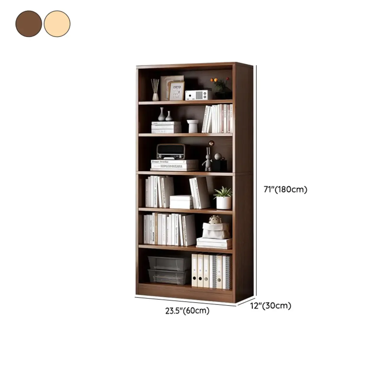 Modern Multi-Layer Brown Lumber Closed Back Bookcase