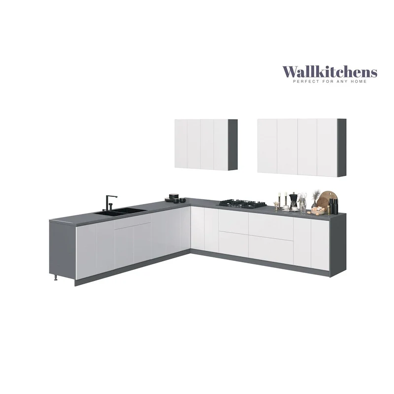 White Gloss Base Kitchen Cabinet Set, 11ft Wide (130x130)