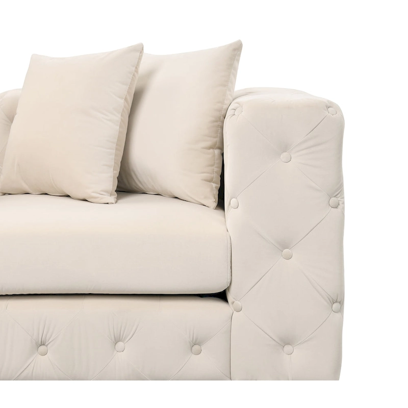 Large L-Shaped Modular Sofa, 5-Seat Velvet Sectional Couch