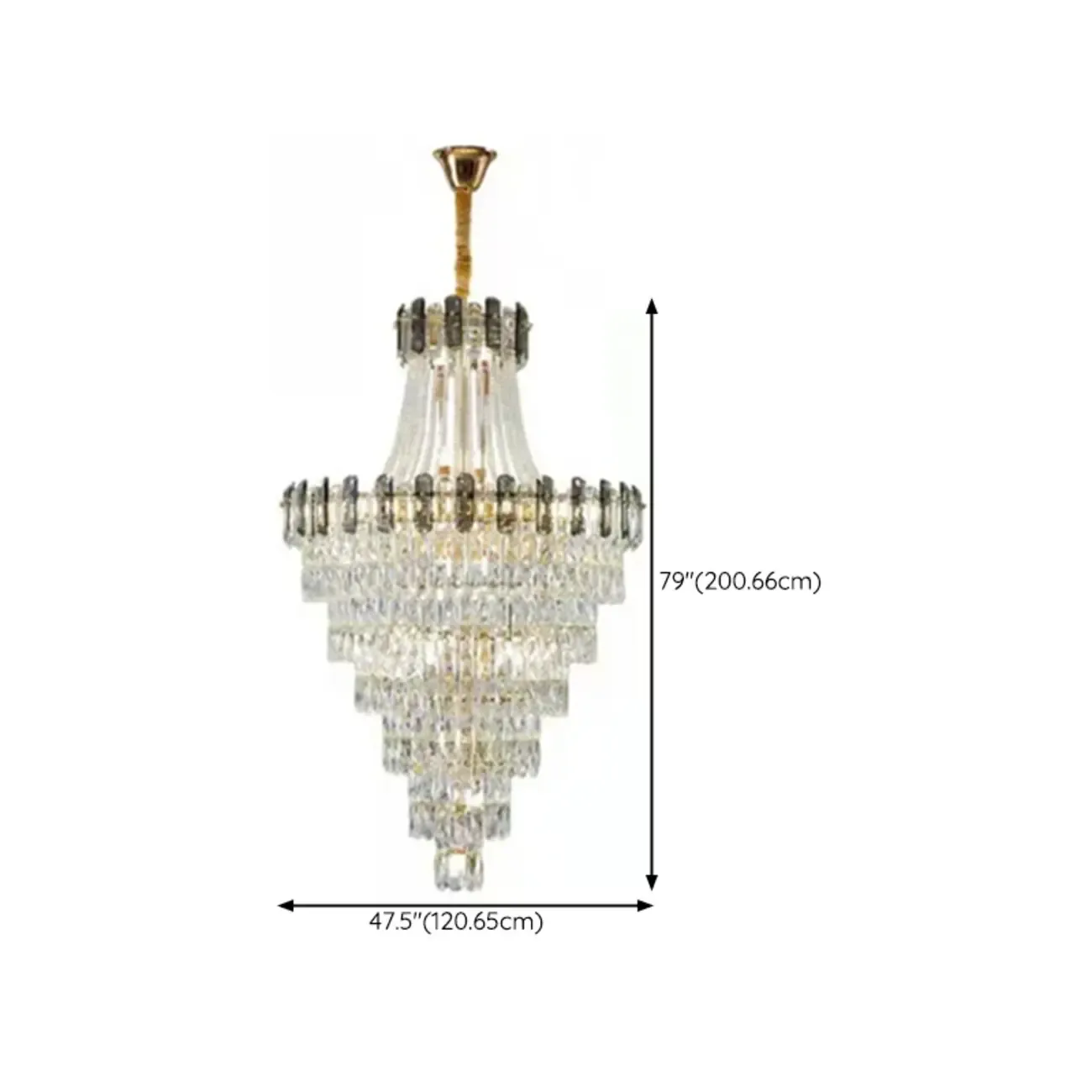 Luxury Long Cascading Crystal Gold Chandelier