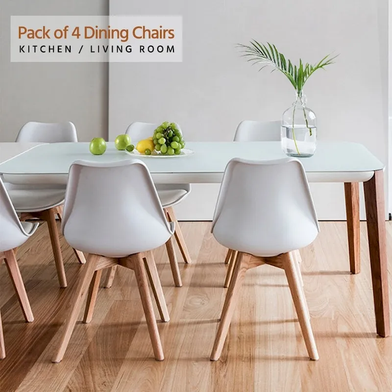 Set of 4 Dining Chairs with Modern Soft Padded