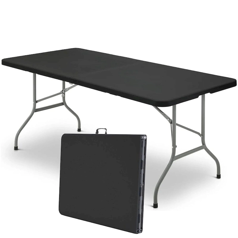 SUGIFT 6 ft Plastic Folding Table Portable Fold-in-Half Table