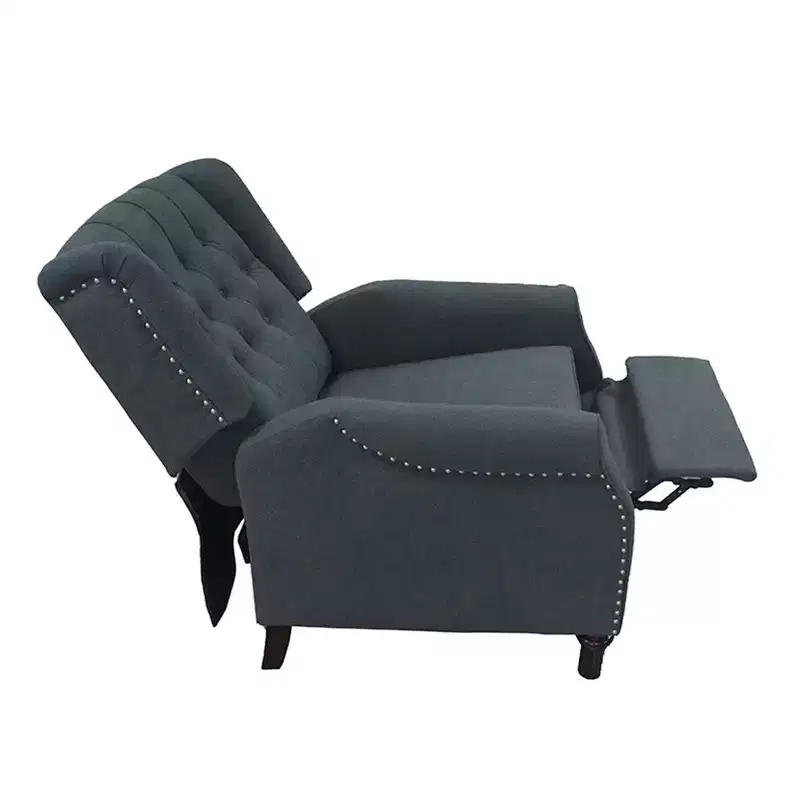 Push Back Recliner Chair, Linen Fabric Reclining Lounge Chair, Adjustable Reclining Sofa With Upholstered Seat