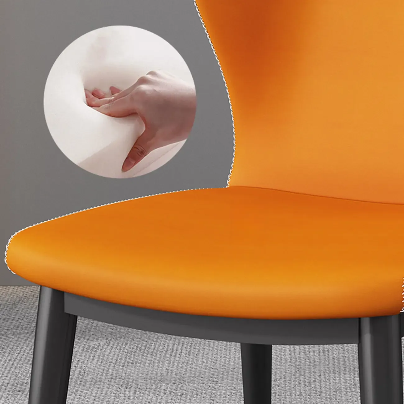 Modern Faux Leather Dining Chair with Wing Back Steel Legs