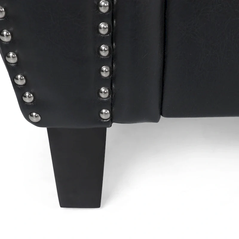 Dowd Faux Leather 3 Seater Sofa with Nailhead Trim by Christopher Knight Home