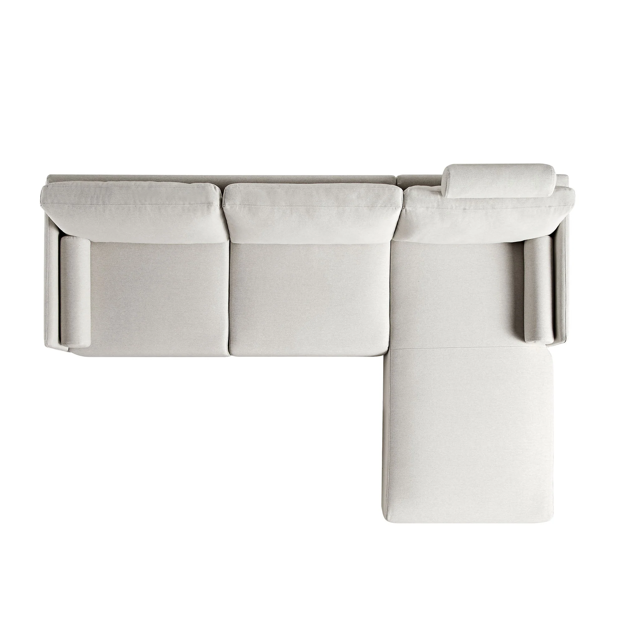 Oatmeal Fabric Sofa, Large 3-Seater Chaise Sofa Right Hand Facing