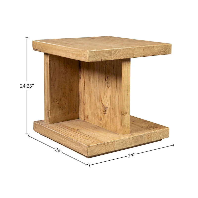 Reclaimed Elm Side Table, Natural