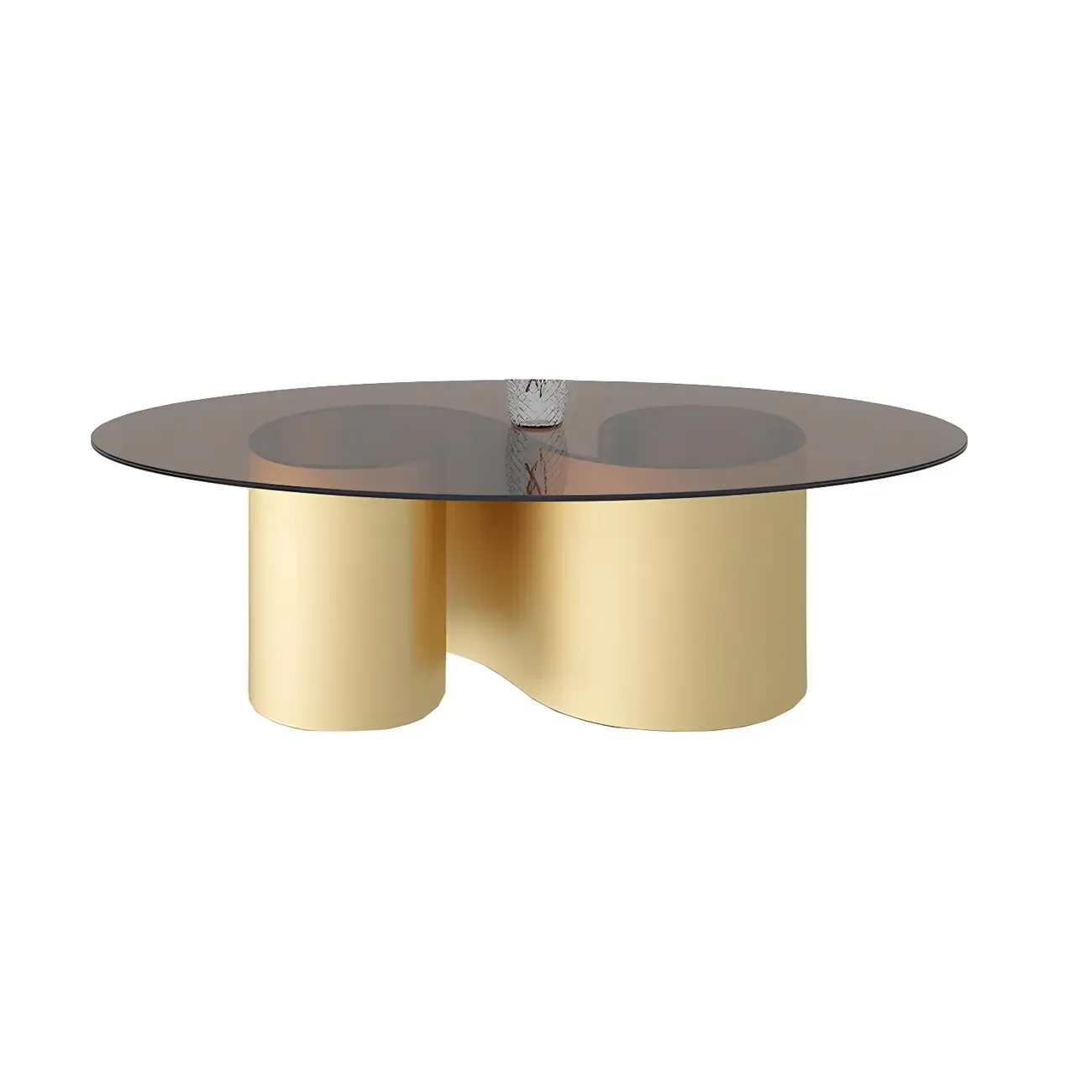 Modern Oval Glass Top Metal Base Coffee Table