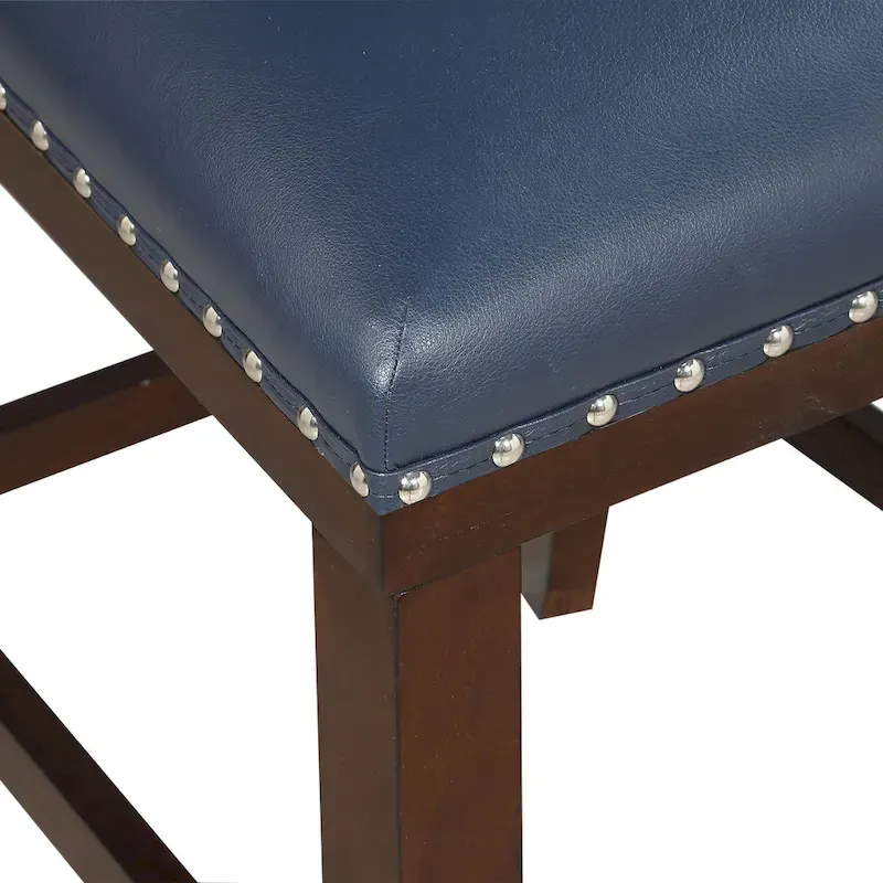 Wood and Faux Leather Bar Stool