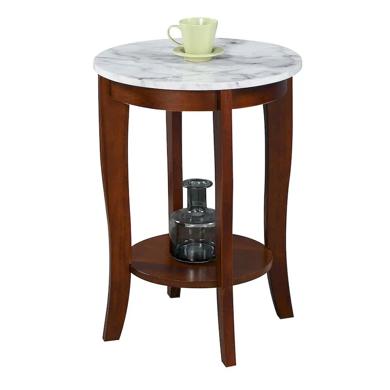 Round End Table with Shelf