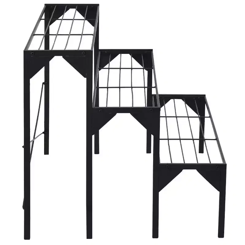 Costway 3 Tier Shelf Flower Plant Display Stand Rack Large Modern Black Metal Heavy Duty